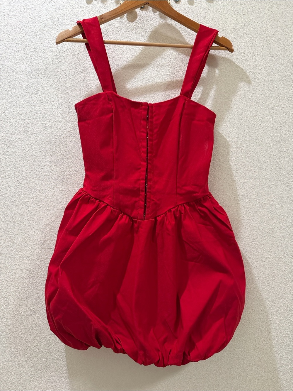 Red corset style Bubble Skirt Dress with Straps.. very stretchy. - Picture 2 of 4